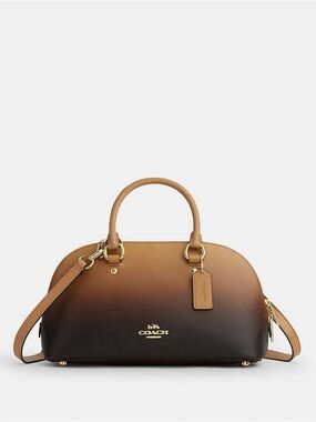 Coach Lara Ombre Dome Satchel in Brown and Black with Gold Hardware